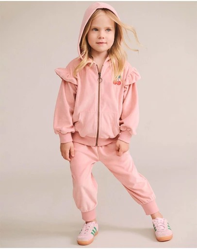 Huxbaby - Cherry Emb Velour Trackpants - Babies-Teens