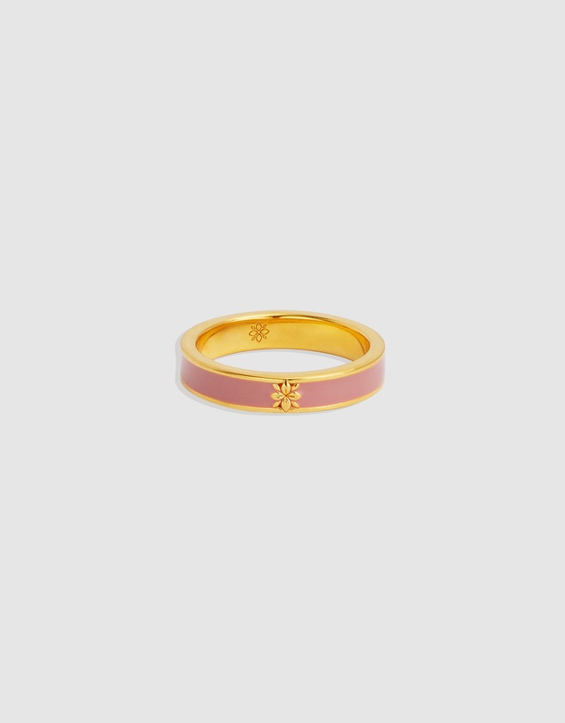 By Charlotte - Born to Bloom Enamel Ring - Pink Clay