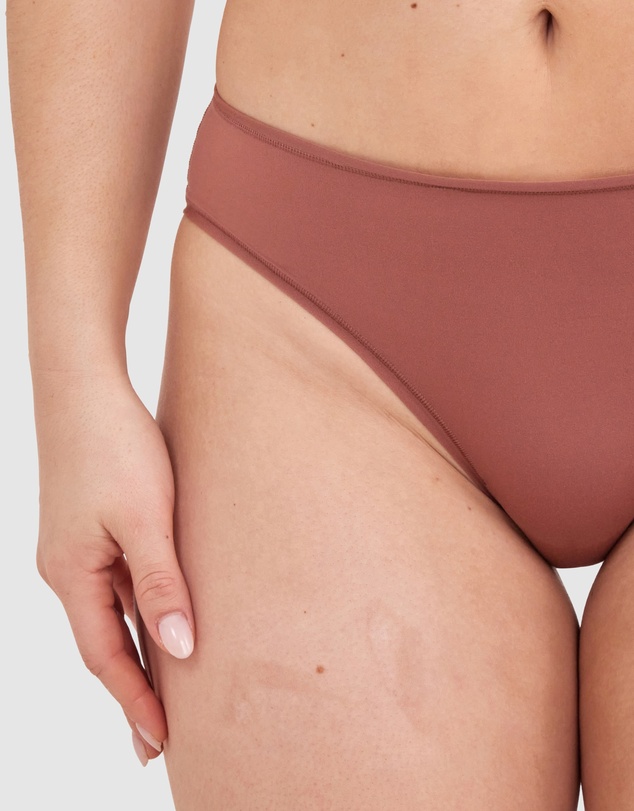 Bras N Things - NKD High Leg Brazilian Knicker - Mocha