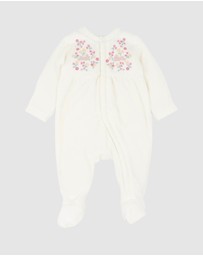 Bebe by Minihaha - Winnie Embroidered Velour Zip Onesie - Babies
