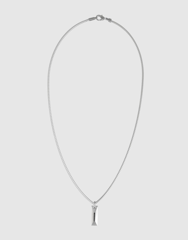 GUESS - Silver-Tone Matte Crystals Tag Necklace