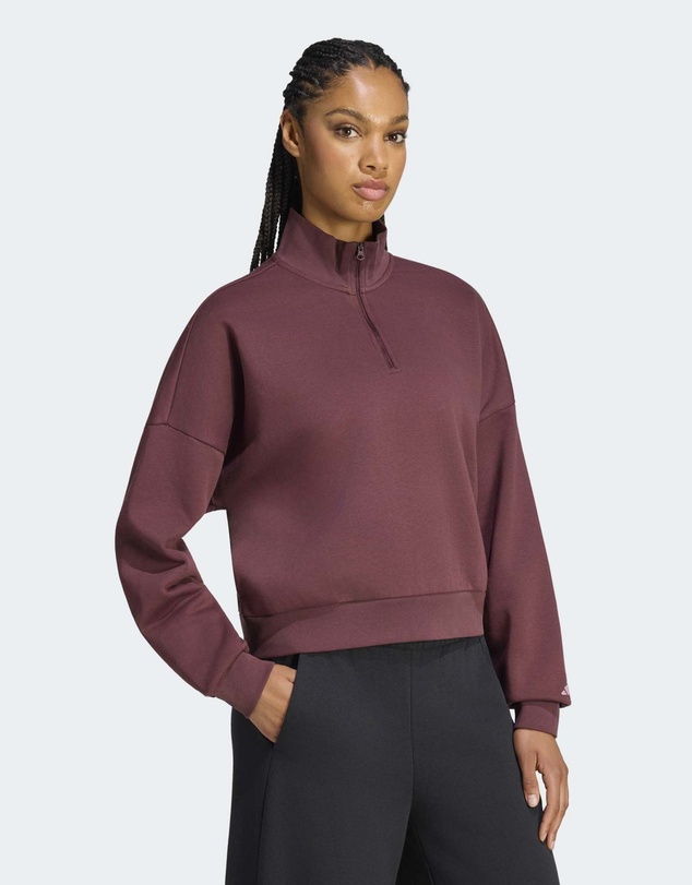 adidas Sportswear - 3 STRIPES STUDIO FLEECE HALF ZIP SWEATSHIRT Womens