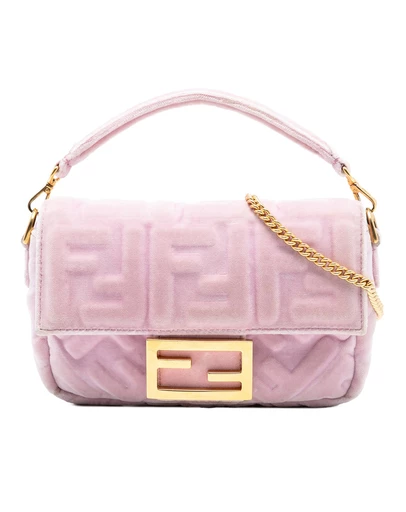 Pre-Loved by Azura Reborn - Pre-Loved Mini Zucca Embossed Velvet Baguette Satchel