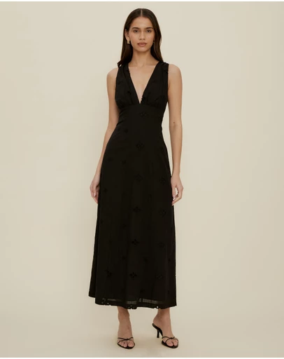 The Fated - Esther Column Broderie Midi Dress