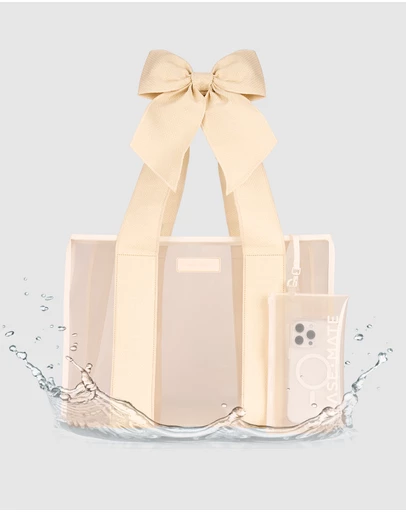 Case-Mate - Case-Mate Ecru Raffia Bow Tote w/ Phone Pouch