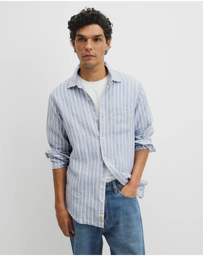 Country Road - Regular Fit Linen Stripe Shirt