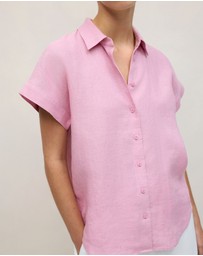 Trenery - Delave Linen Cap Sleeve Shirt in Soft Lilac