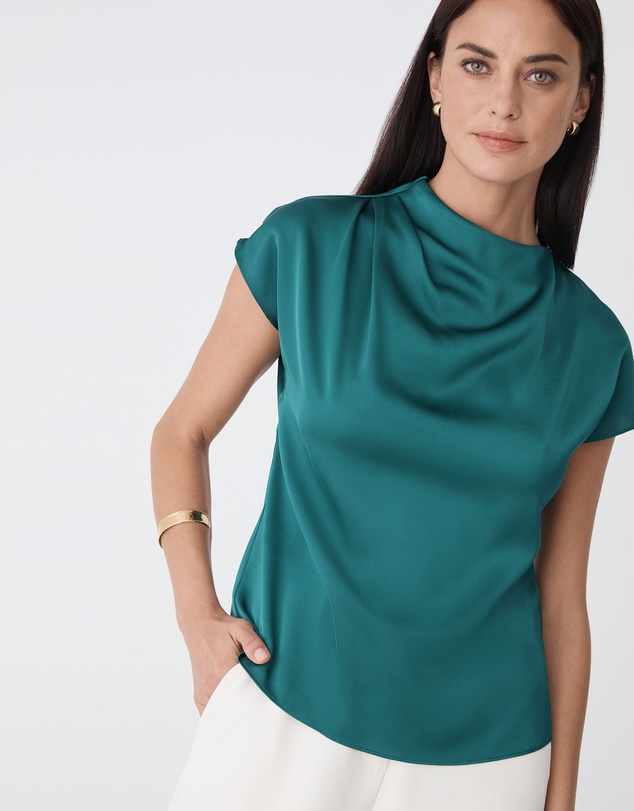 Forcast - Zafina Pleated Draped Top