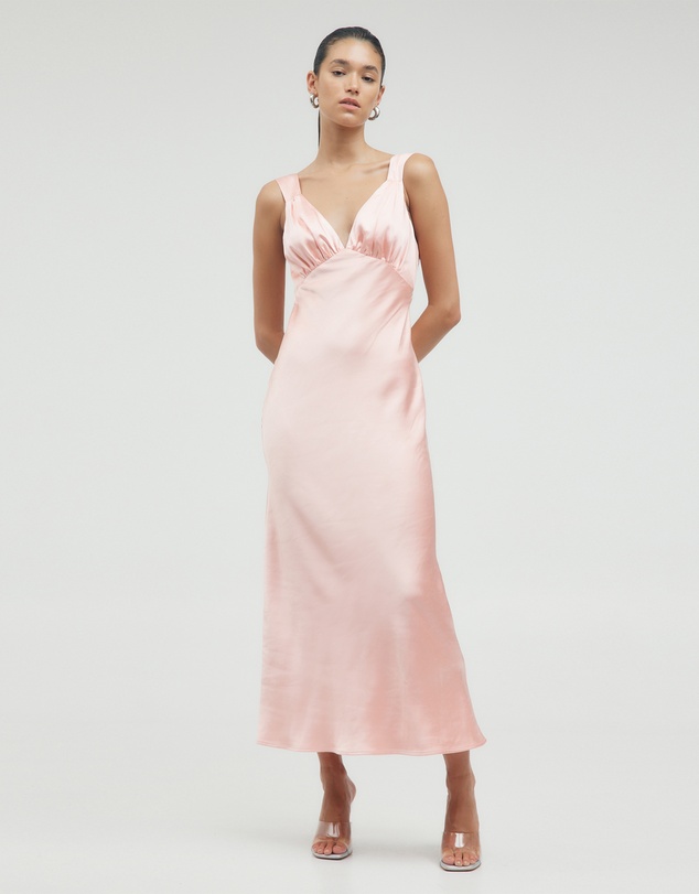 Third Form - Satin Gather Bra Bias Slip Dress