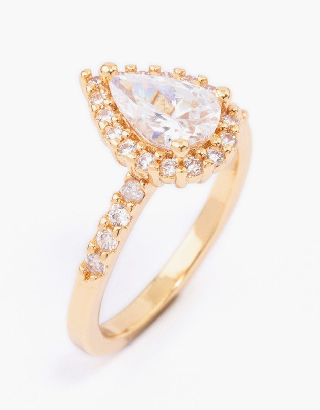 Lovisa - Gold Plated Classic Pear Cubic Zirconia Engagement Ring