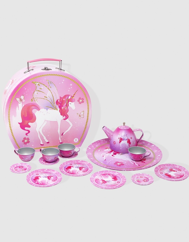 Pink Poppy - Unicorn Princess 15 Piece Tin Tea Set In Carry Case