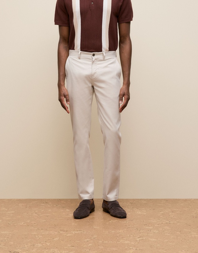 Trenery - Tailored Fit Dobby Twill Pant in Stone