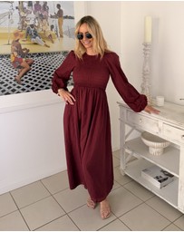Esther & Co - Iolana Dress - Wine Long Sleeve