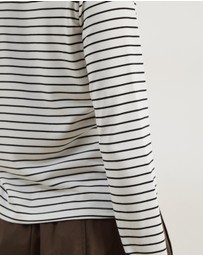 Atmos&Here - Long Sleeve Stripe V-Neck Top