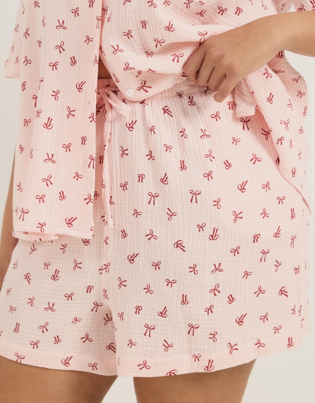 Atmos&Here Curvy - Bow Short Sleeve Pyjama Set