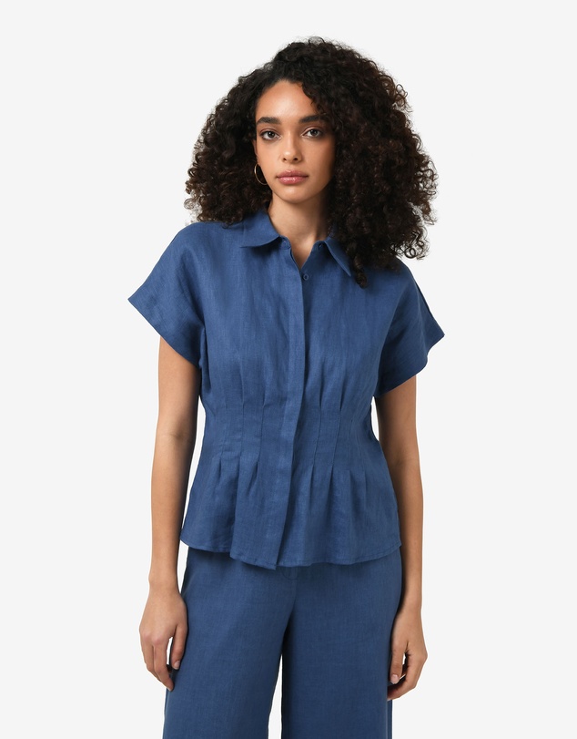 Forcast - Ami Linen Pleated Tuck Shirt