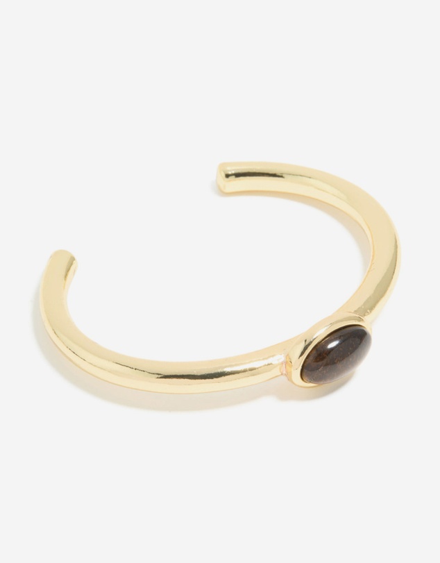 Lovisa - Waterproof Gold Plated Stainless Steel Tigers Eye Semi Precious Stone Open Wrist Cuff