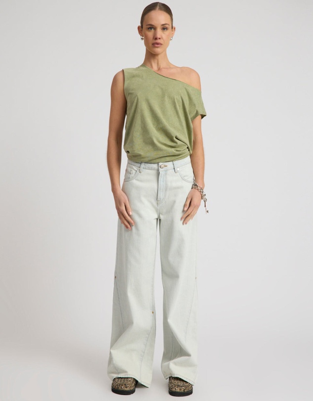 ONE TEASPOON - Cruisers Mid Waist Panel Bootcut Flare Denim Jeans - Arctic Blue