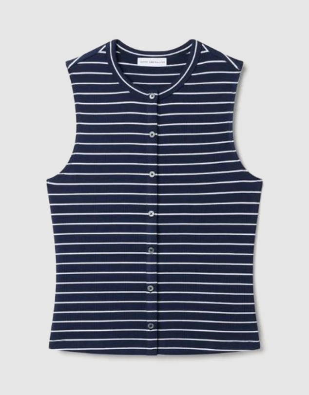 Good American - Modal Rib Stripe Button Up Top