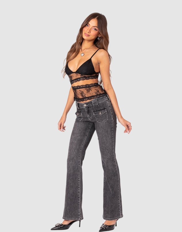 EDIKTED - Spice Cut Out Sheer Lace Tank Top