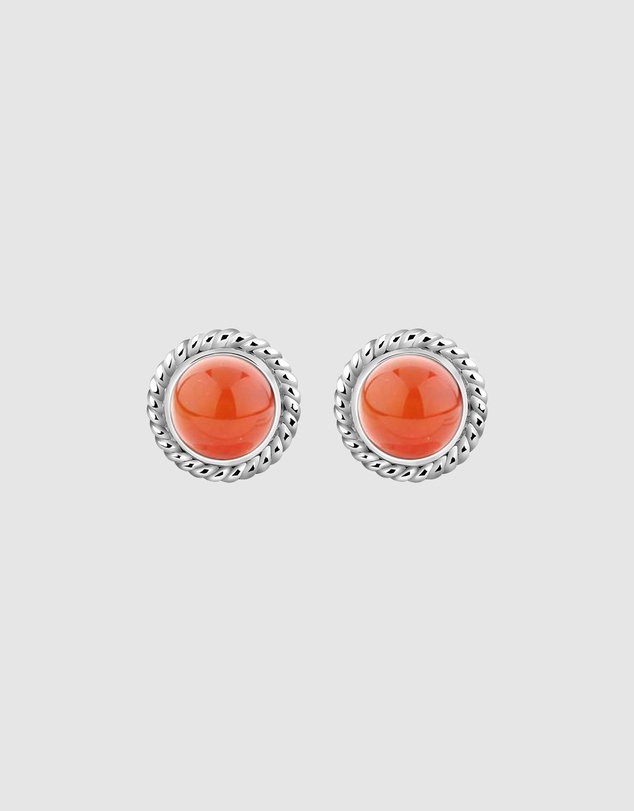 Elli Jewelry - Earrings Stud Cornelian Birthstone September 925 Sterling Silver