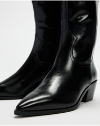 AERE - Rozalia Leather Cowboy Ankle Boots