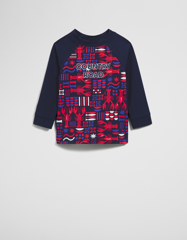 Country Road - Lobster Geometric Rash Vest
