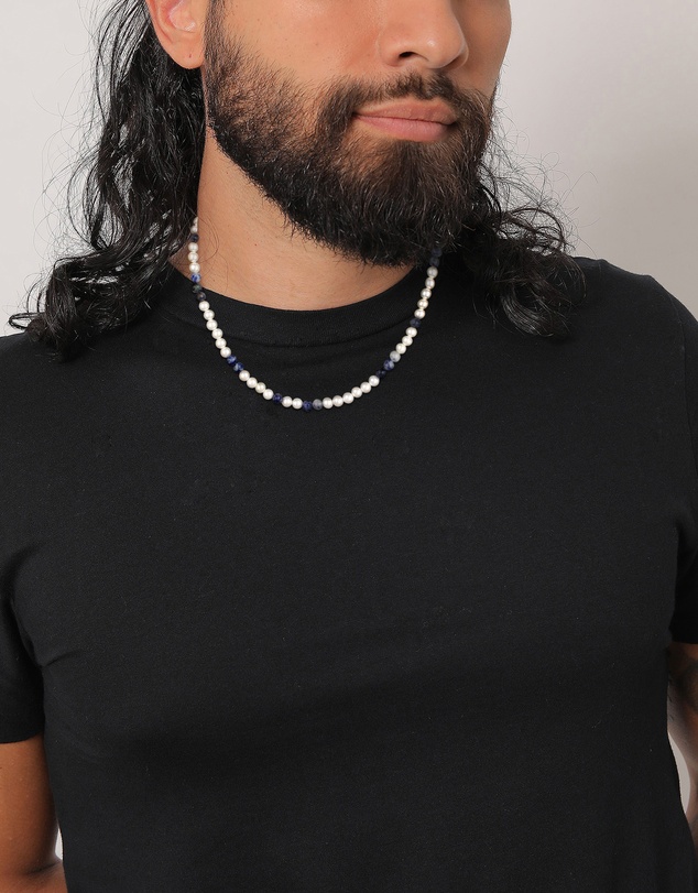 Kuzzoi - ICONIC EXCLUSIVE - Agate and Shell Pearl Necklace with Gold-Plated Silver Elements