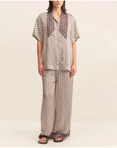Shona Joy - Monogram Silk Contrast Shirt