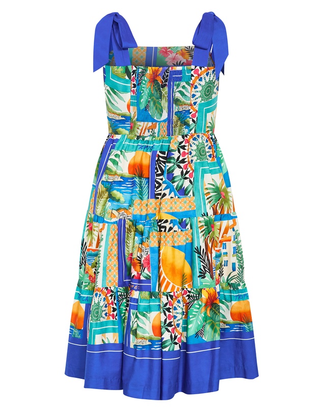 City Chic - Plus size Holiday Tuscan Print Midi Dress - blue
