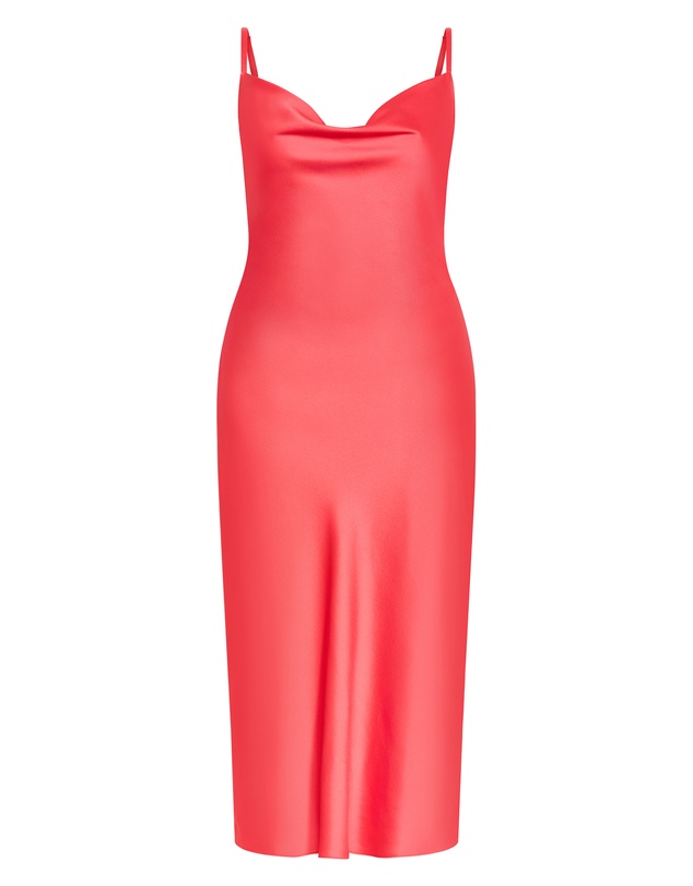 City Chic - Sadie Satin Slip Dress - watermelon
