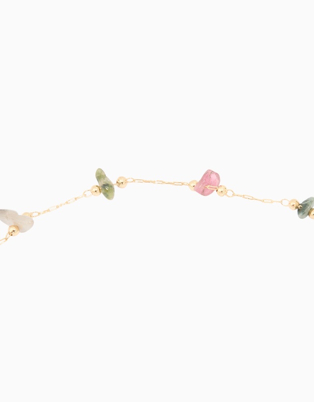 Lovisa - Gold Plated Multicoloured Semi Precious Stone Freshwater Pearl Cross Charm Necklace