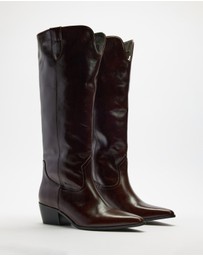 AERE - Rozalia Knee High Leather Cowboy Boots