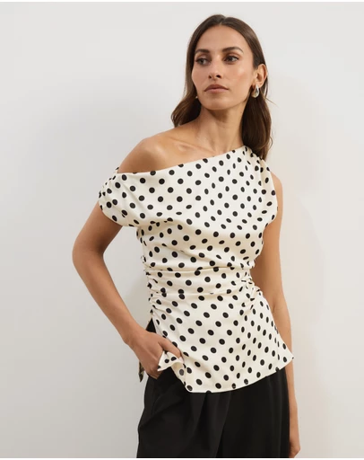 Atmos&Here - Lowen Satin Off Shoulder Top