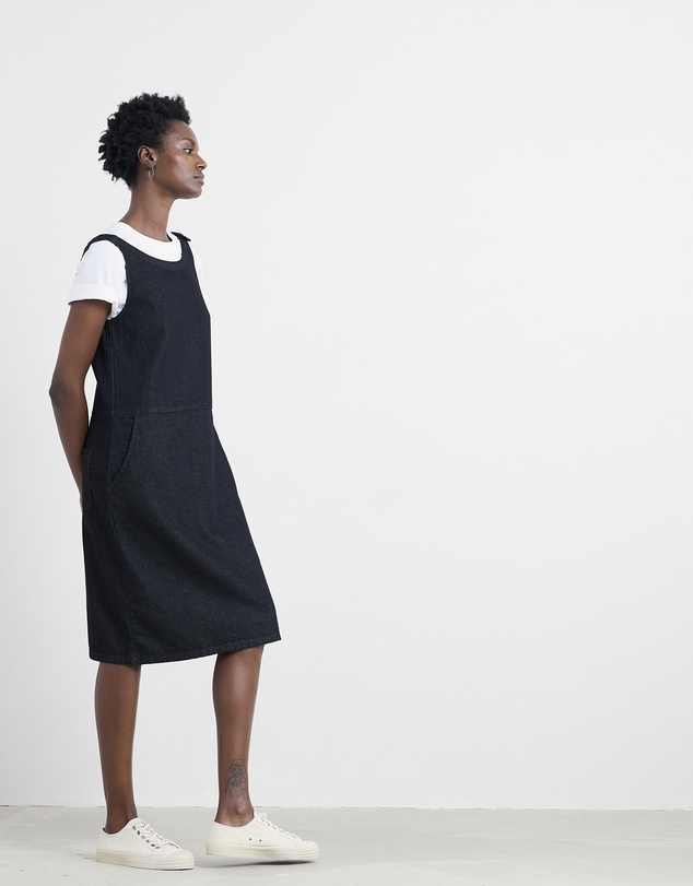 Seasalt - Seasalt Cornwall Navy Salt Weave Knee Length Pinafore