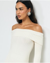 AERE - Gabi Off Shoulder Knitted Mini Dress