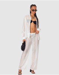 EDIKTED - Breezy Oversized Sheer Button Up Shirt