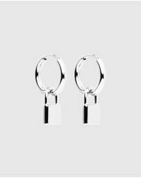 Najo - Love Lock Silver Huggie Earrings