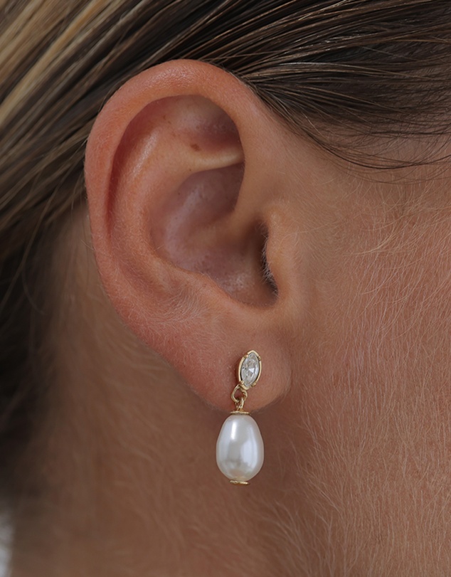 Elli Jewelry - Pearl Stud Earrings in Gold-Plated 925 Silver
