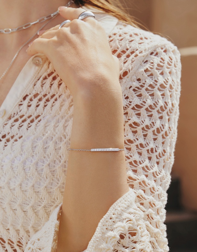 Ania Haie - Silver Pave Bar Bracelet