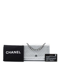 Pre-Loved by Azura Reborn - Pre-Loved CC Chevron Metallic Lambskin Wallet On Chain