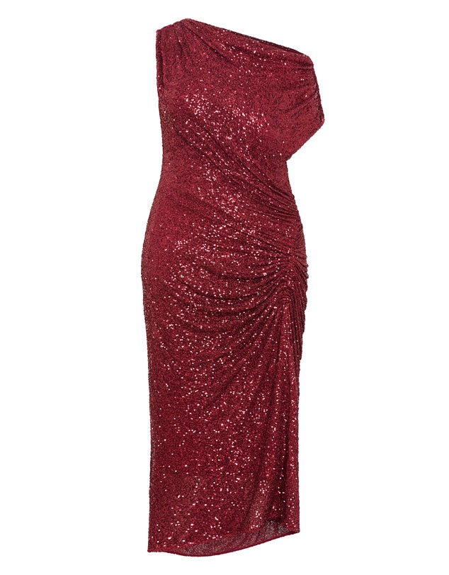 City Chic - Plus size Sequin Star Off Shoulder Maxi Dress - berry