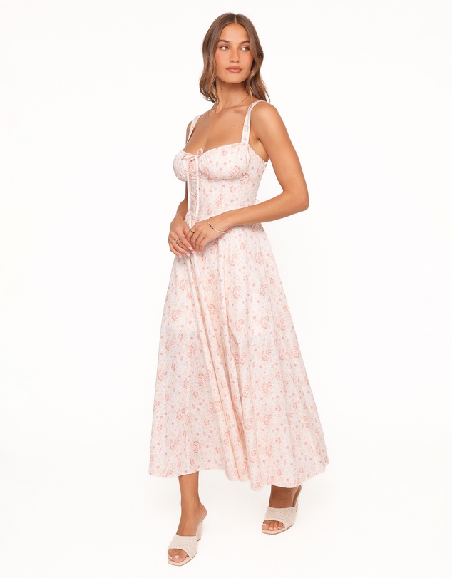 Petal & Pup - Wisteria Midi Dress - Peach Ditsy Floral