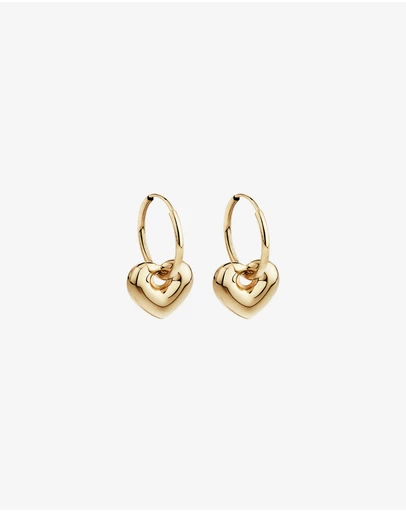Michael Hill - Heart Drop Hoop Earrings in 10kt Yellow Gold