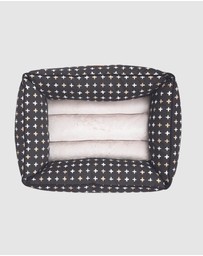 Mog & Bone - Bolster Dog Bed  - Black Metallic Cross Print