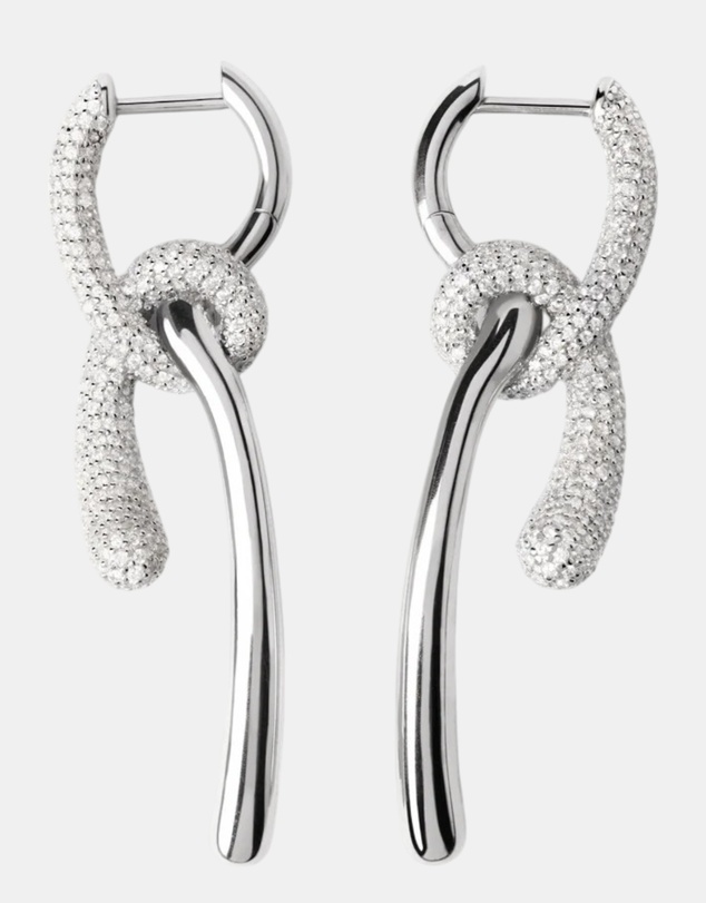 PDPAOLA - Pave Twist Silver Hoop Earrings