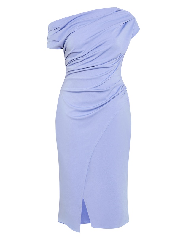 City Chic - Plus size Sassy Off Shoulder Dress - dusty blue
