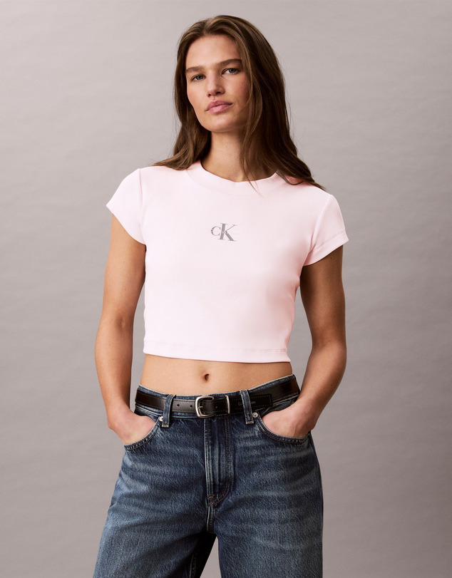 Calvin Klein Jeans - Monogram Logo Ribbed Baby Tee