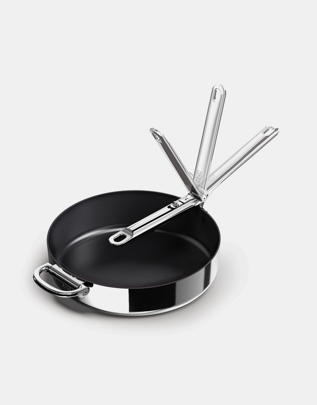 Joseph Joseph - Space Steel Non-stick Stainless-steel Frying Pan with Folding Handle - 28cm