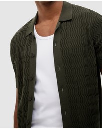 Politix - Wave Knit Button Down Short Sleeve Shirt